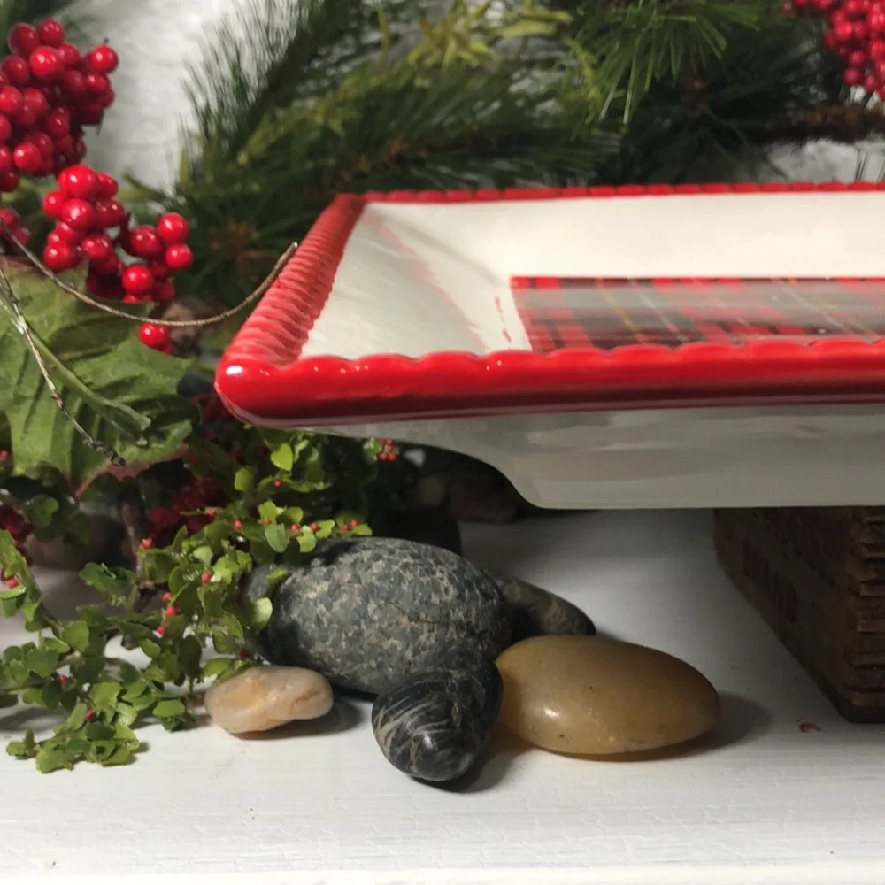 Plaid “Joy” Serving Platter Tray NWT Christmas Holiday Serving Tray Decor - Picture 4 of 14